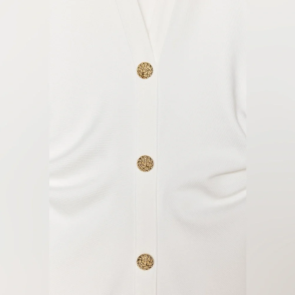 🆕(NWT) ZARA Bloggers Fav Piqué Shirt Dress with Gold Buttons. Size MEDIUM - Picture 12 of 16